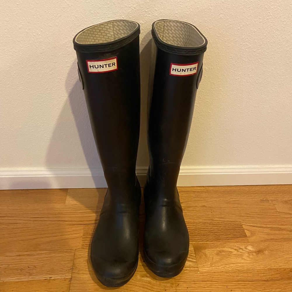 Hunter Rainboots Black Original Gloss TALL size 7